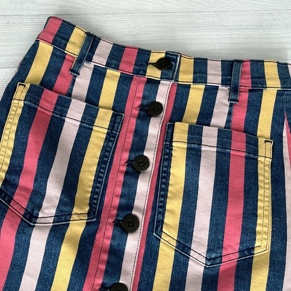 3 X 1 Rose Striped Mini Denim Skirt Size 24/XS - Picture 5 of 11